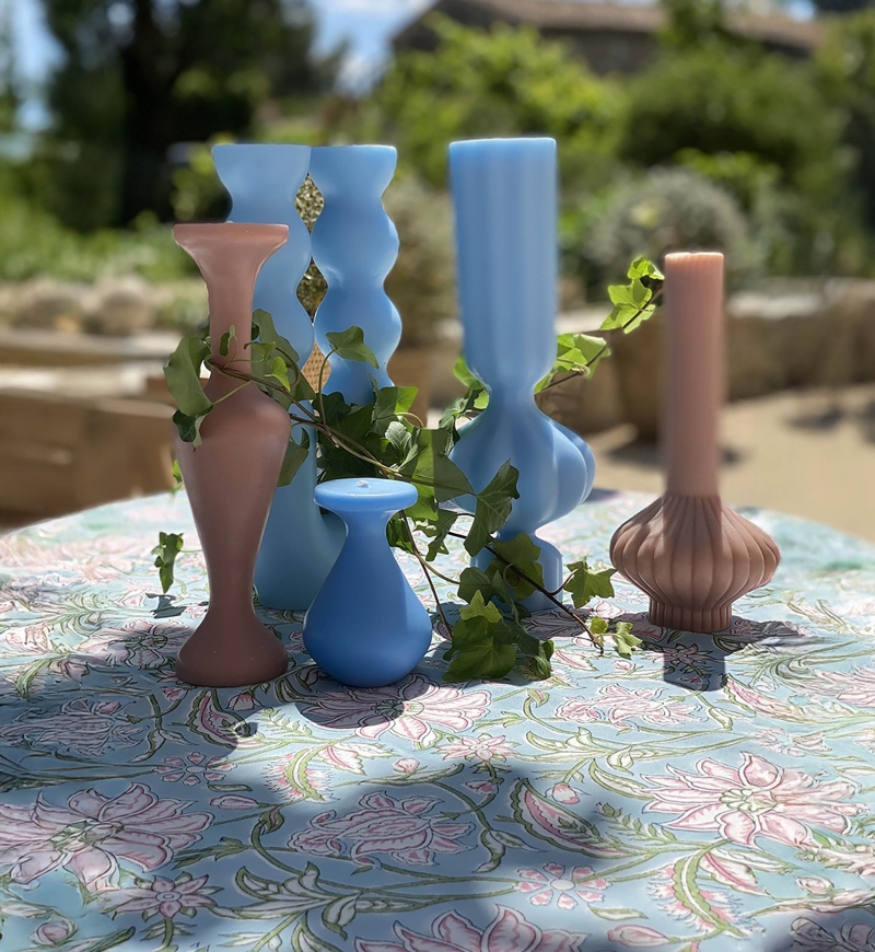 Calypso Blue Tablecloth – blue/pink – 100% cotton – boho chic – Jardin Botanique – Miss June Paris – 4