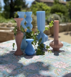 Toalha de mesa Calypso Blue – azul/rosa – 100% algodão – estilo boho chic – Jardim Botânico – Miss June Paris – 4