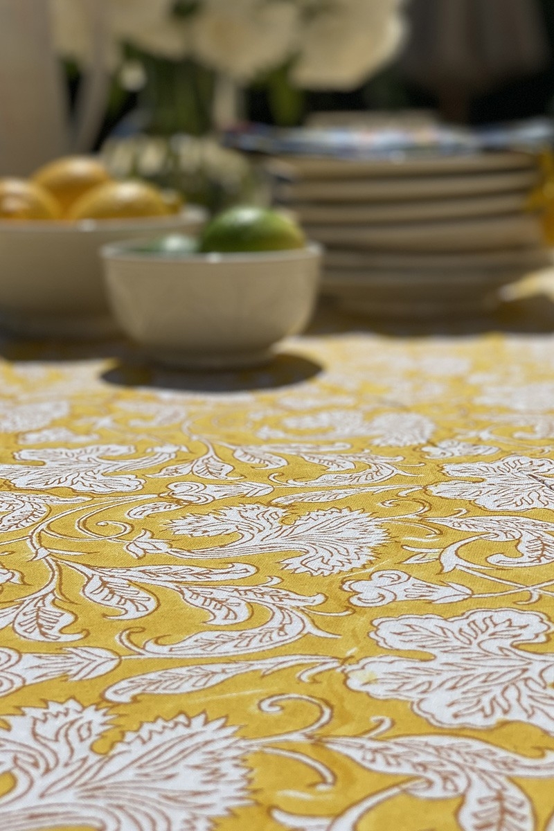 Toalha de mesa Canelle & Safran – 100% algodão – estampa floral – estilo boho chic – Jardim Botânico – Miss June Paris – 6