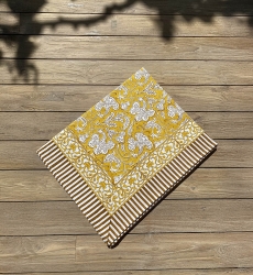 Canelle & Safran Tablecloth – 100% cotton – floral print – boho chic – Jardin Botanique – Miss June Paris – 4