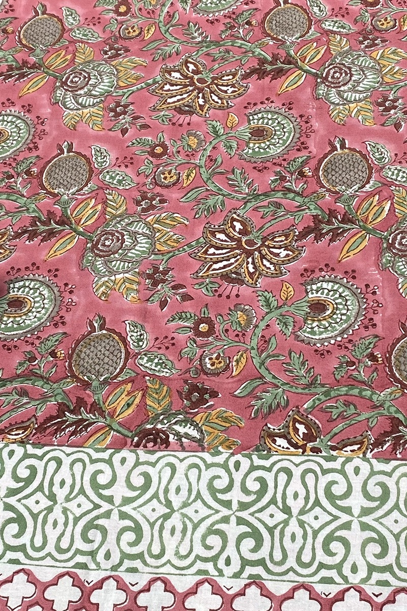 Toalha de mesa Celadon Green – 100% algodão – estampa floral – estilo boho chic – Jardim Botânico – Miss June Paris – 6
