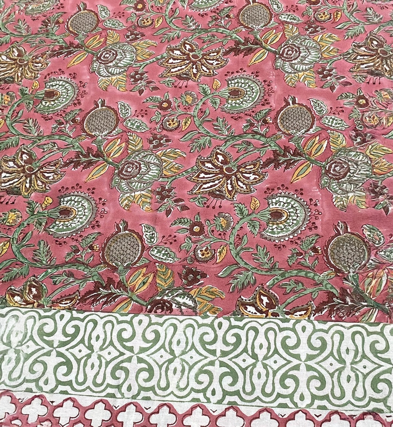 Celadon Green Tablecloth – 100% cotton – floral print – boho chic – Jardin Botanique – Miss June Paris – 6