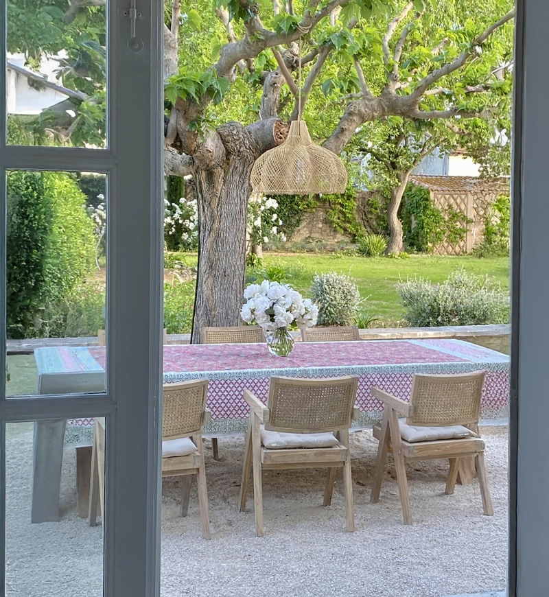 Celadon Green Tablecloth – 100% cotton – floral print – boho chic – Jardin Botanique – Miss June Paris – 2