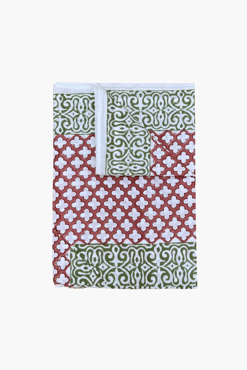 Celadon Green Tablecloth – 100% cotton – floral print – boho chic – Jardin Botanique – Miss June Paris – 1