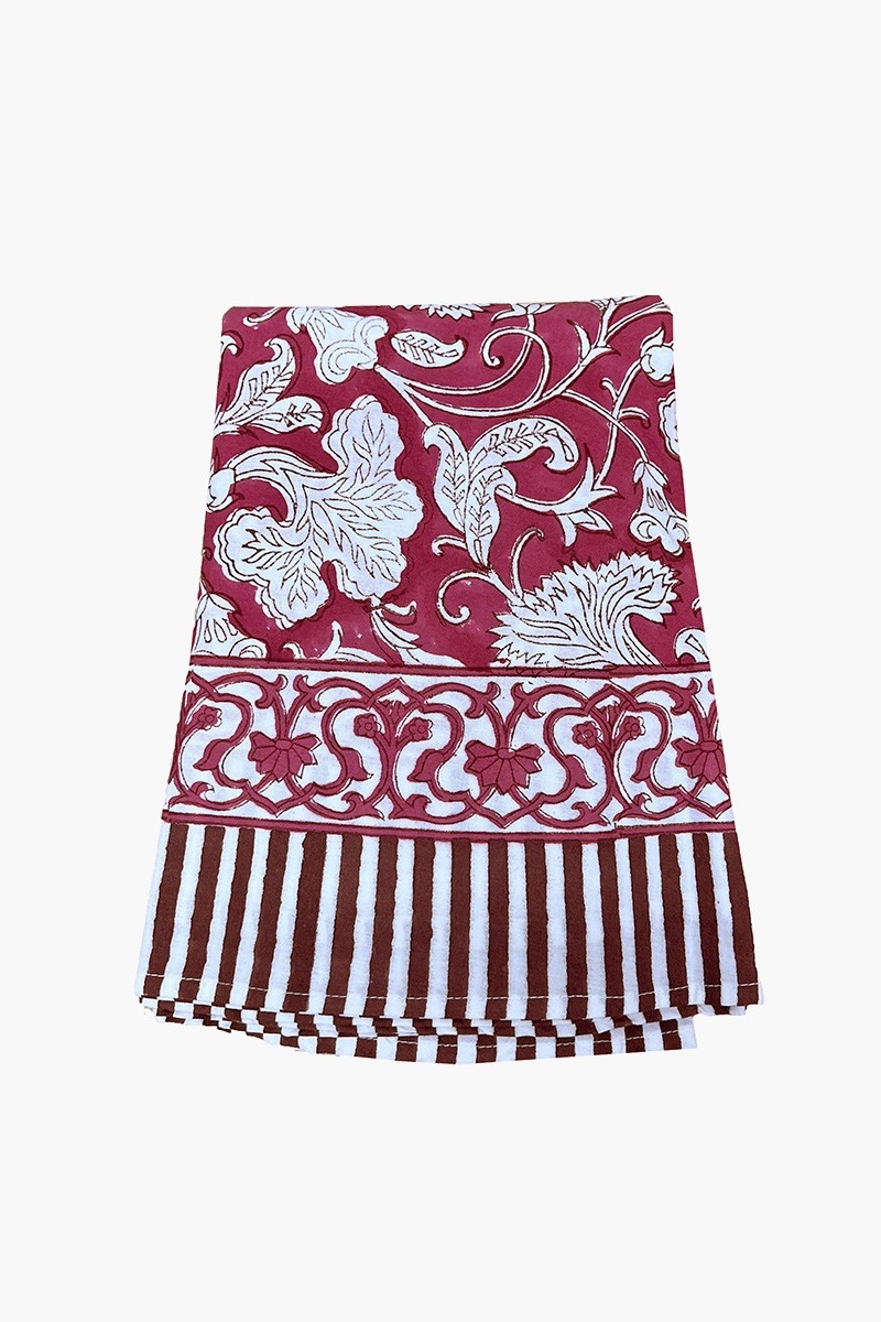 Pink Lady Tablecloth – burgundy/white – 100% cotton – floral print – boho chic – Jardin Botanique – Miss June Paris – 1