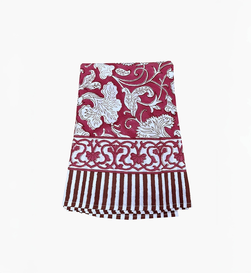 Pink Lady Tablecloth – burgundy/white – 100% cotton – floral print – boho chic – Jardin Botanique – Miss June Paris – 1