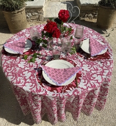 Pink Lady Tablecloth – burgundy/white – 100% cotton – floral print – boho chic – Jardin Botanique – Miss June Paris – 4