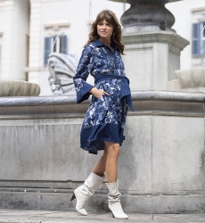 long sleeve floral blue short dress VIOLA - Miss June