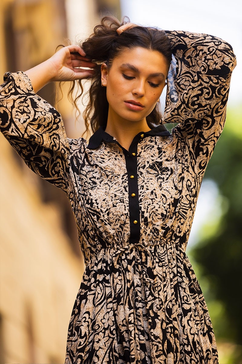 vestido largo bohemio chic manga larga ZELIE -Miss June
