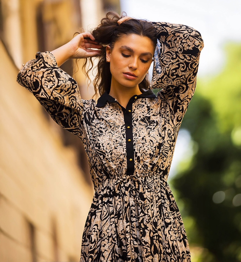 long sleeve bohemian chic long dress ZELIE -Miss June