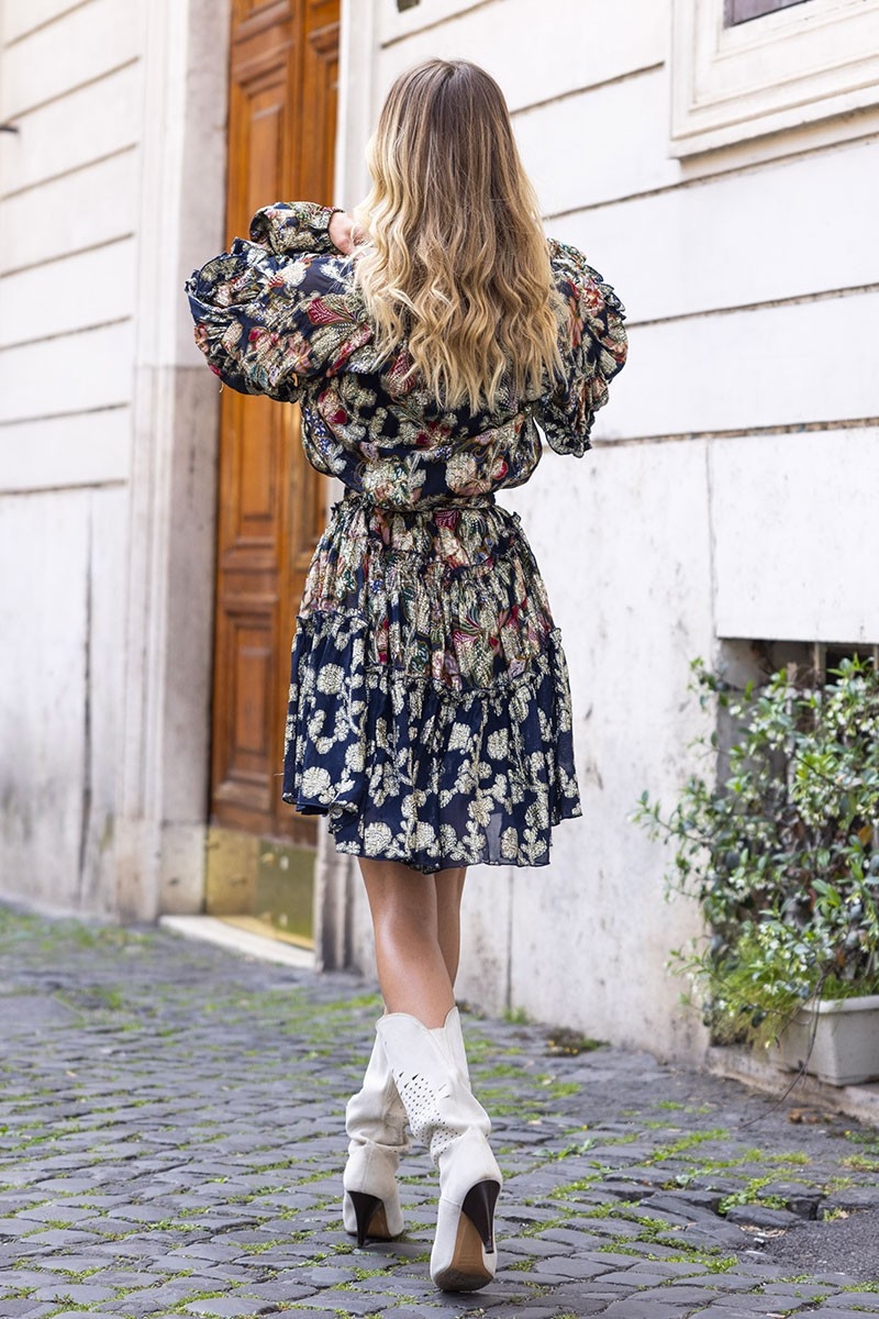 vestido corto floral manga larga JULIETA - Miss June