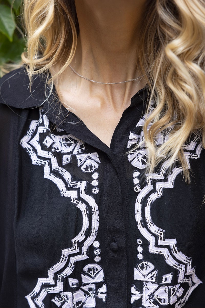 short sleeve bohemian black long dress FEDERICA - Miss June