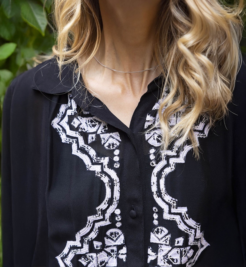 vestido largo negro bohemio manga corta FEDERICA  - Miss June