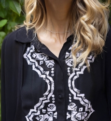 robe courte manche longue boheme noir FEDERICA - Miss June