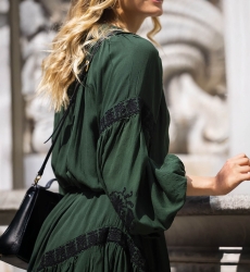 robe courte manche longue boheme chic verte DINA - Miss June