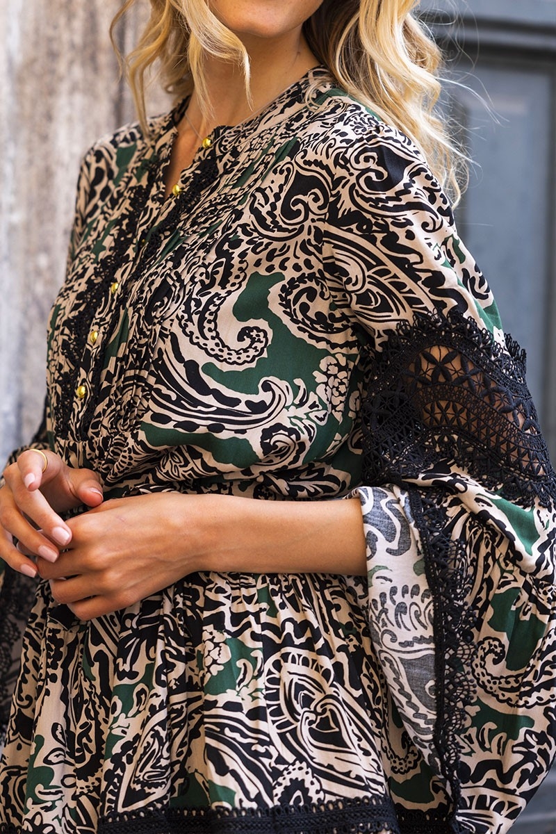 long sleeve bohemian chic short dress AGATHA - Miss June