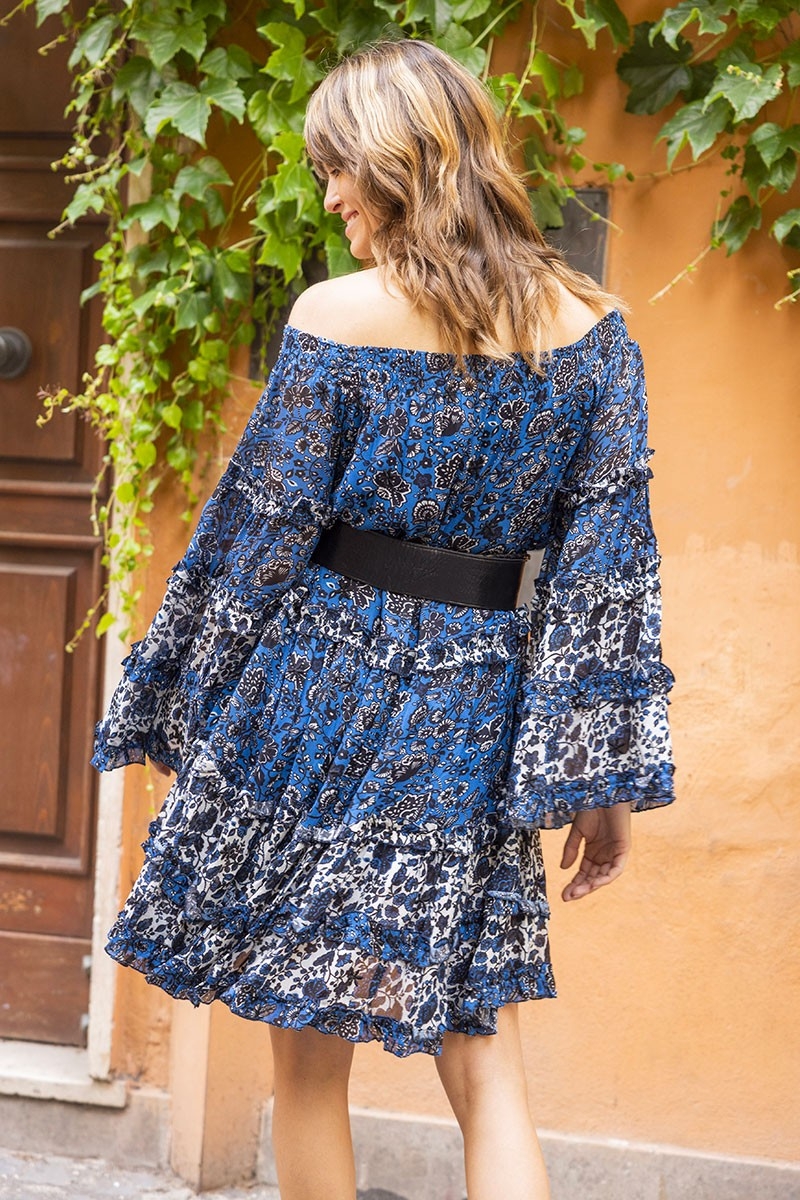 long sleeve floral short dress TORINA - Miss June