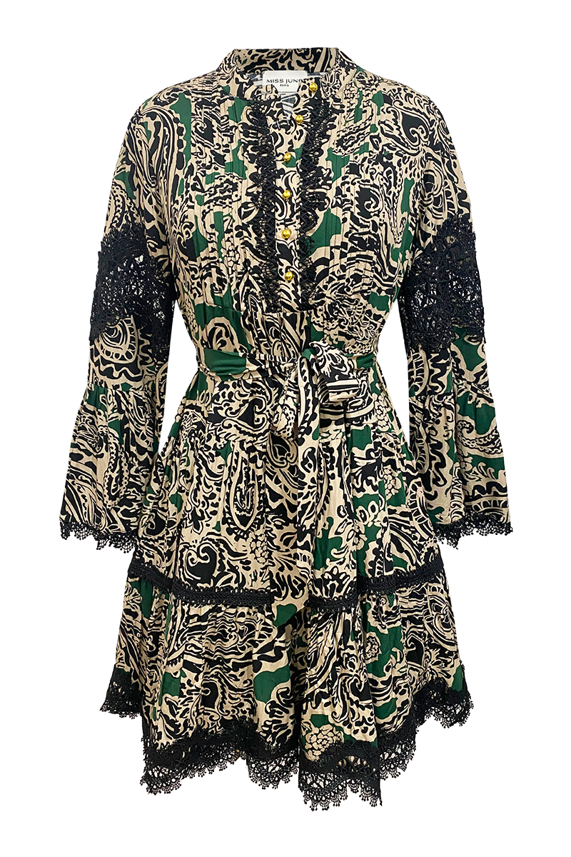 robe courte manche longue boheme chic AGATHA - Miss June