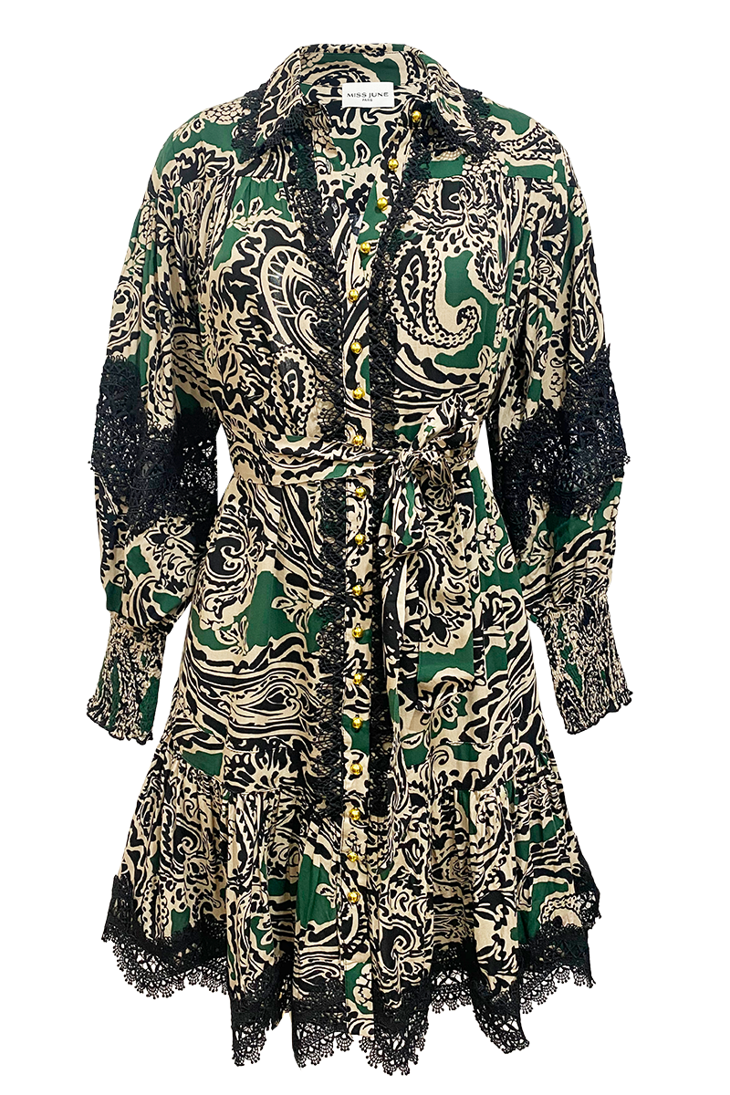 vestido corto bohemio chic manga larga LUCINA - Miss June