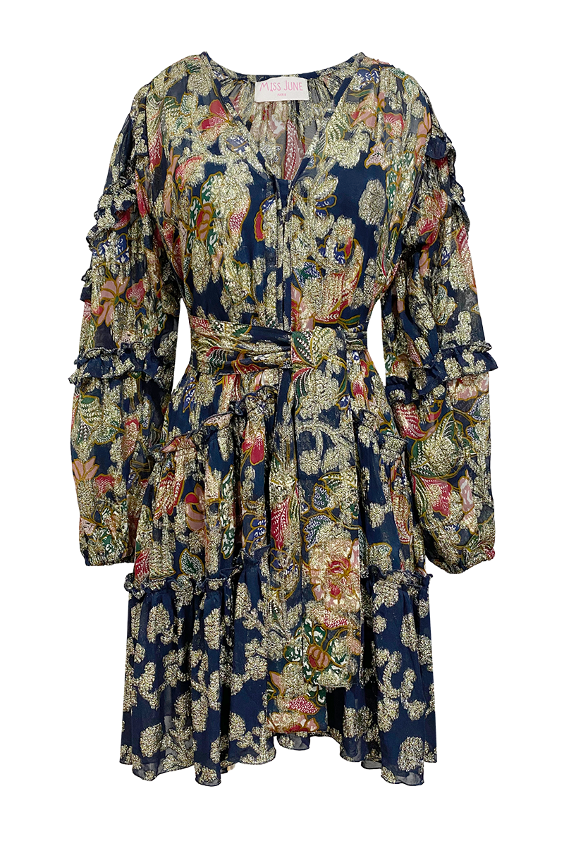 long sleeve floral short dress JULIETA - Miss June
