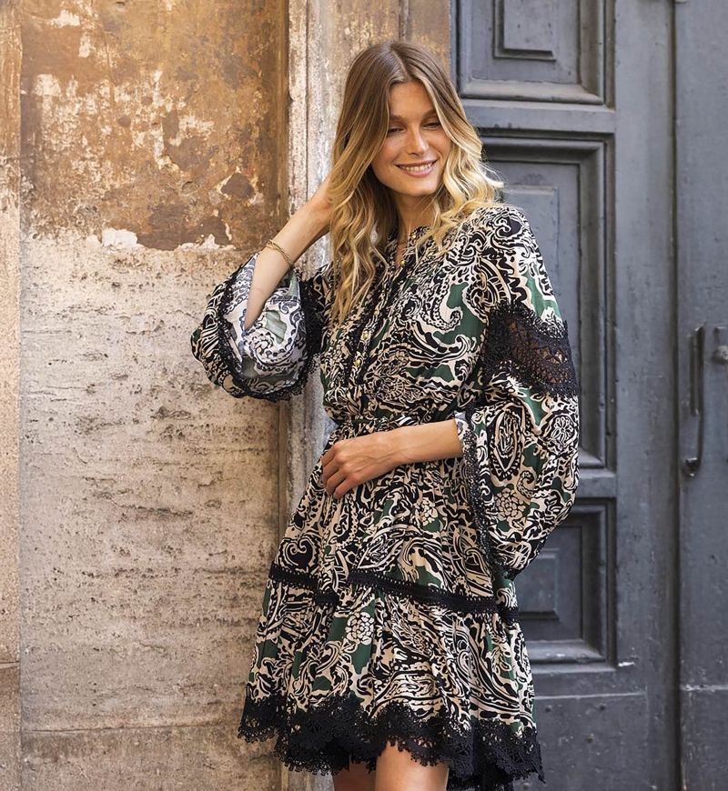 vestido corto bohemio chic manga larga AGATHA - Miss June