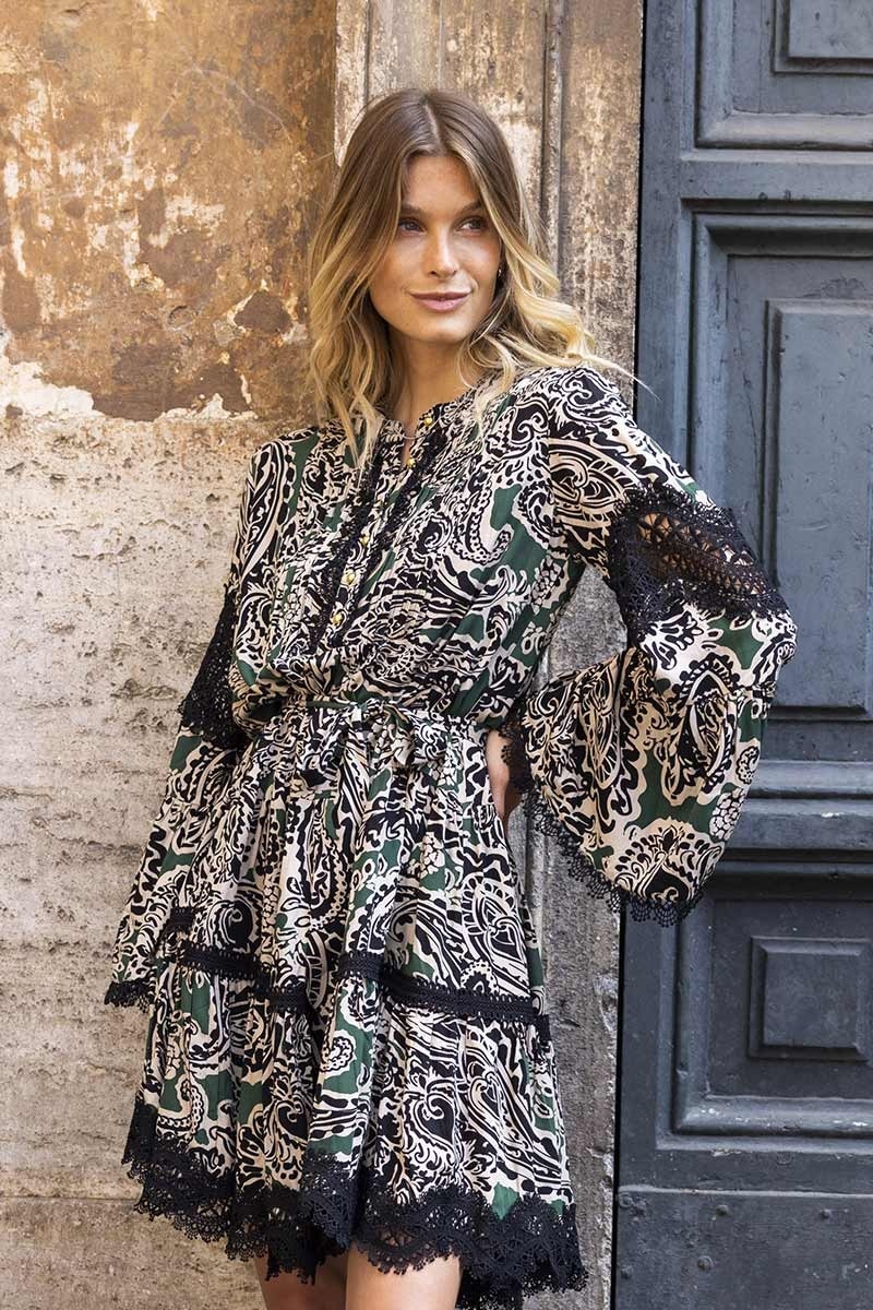 long sleeve bohemian chic short dress AGATHA - Miss June