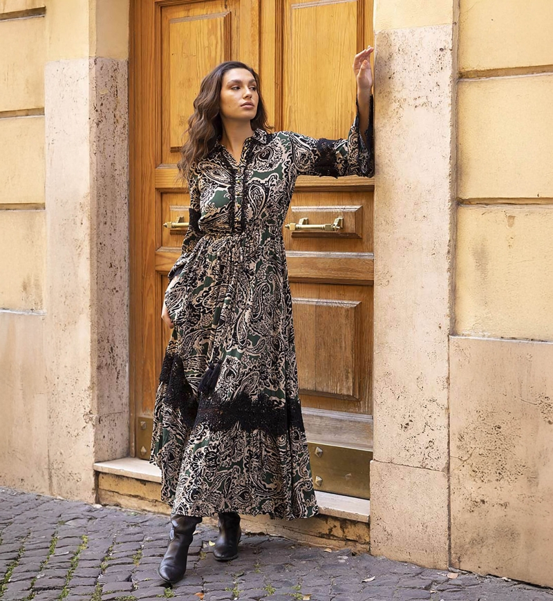 robe longue manche longue boheme chic TARTIKA - Miss June