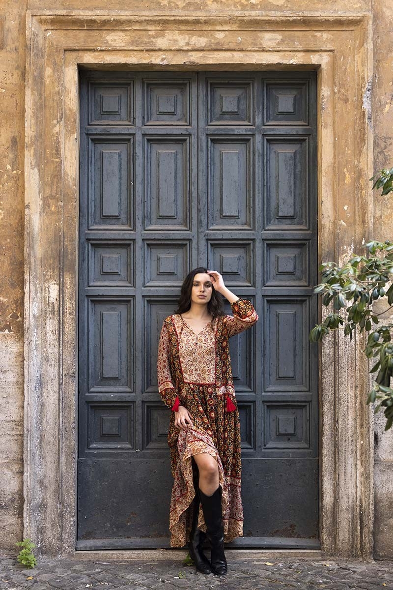 long sleeve floral long dress TAJ - Miss June