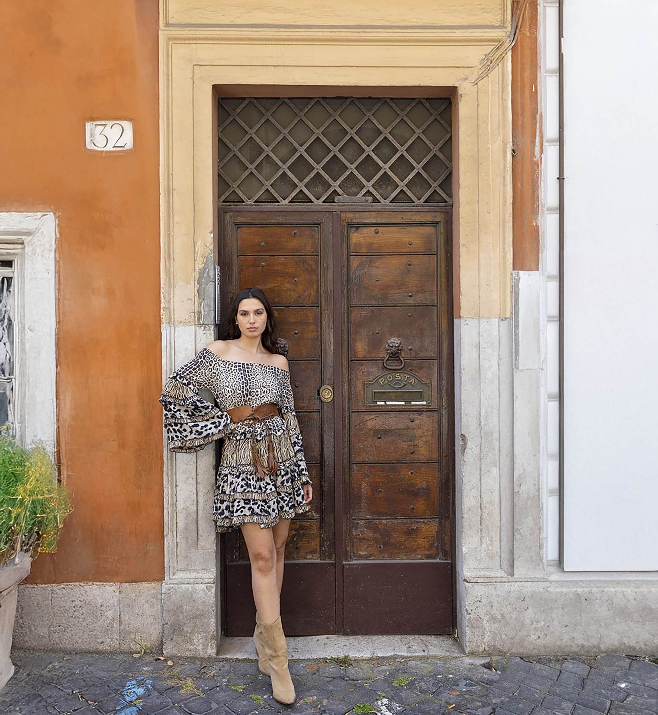 robe courte manche longue leopard YAYA - Miss June