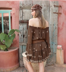 long sleeves bohemian short dress SHINE  - Miss June