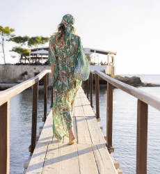 Kaftan Longo Caprera - Verde - Peitoral Decorado - Mangas Longas - Boho - Miss June Paris - 2