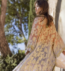 Long Kimono Shabby - Peach Gradient Lilac - Golden Details - Long Sleeves - Miss June Paris - 3