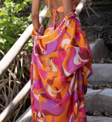 Quimono Curto Nova – rosa/fúcsia – mangas compridas – detalhes dourados – estampado – toque boho chic – Miss June Paris – 1