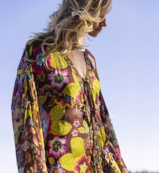 Kaftan Longo Delilah - Marrom - Estampa Floral - Mangas Longas - Miss June Paris - 2