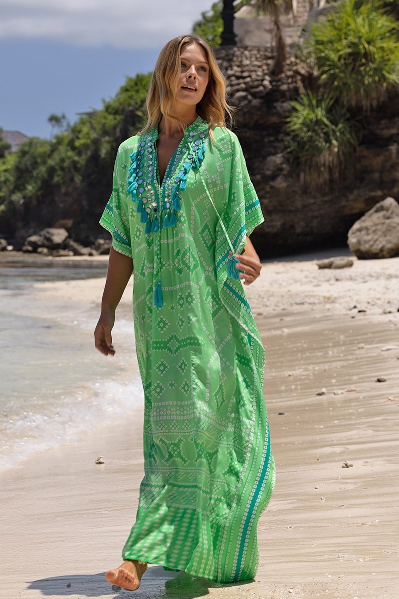 short sleeve bohemian long caftan SIERRANE - Miss June