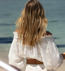 Top de Manga Longa Maeve - Branco - Lantejoulas com Efeito Espelho - Tamanho Único XS/M - Miss June Paris - 4
