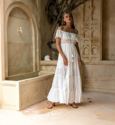 bohemian white long dress KATE - Miss June