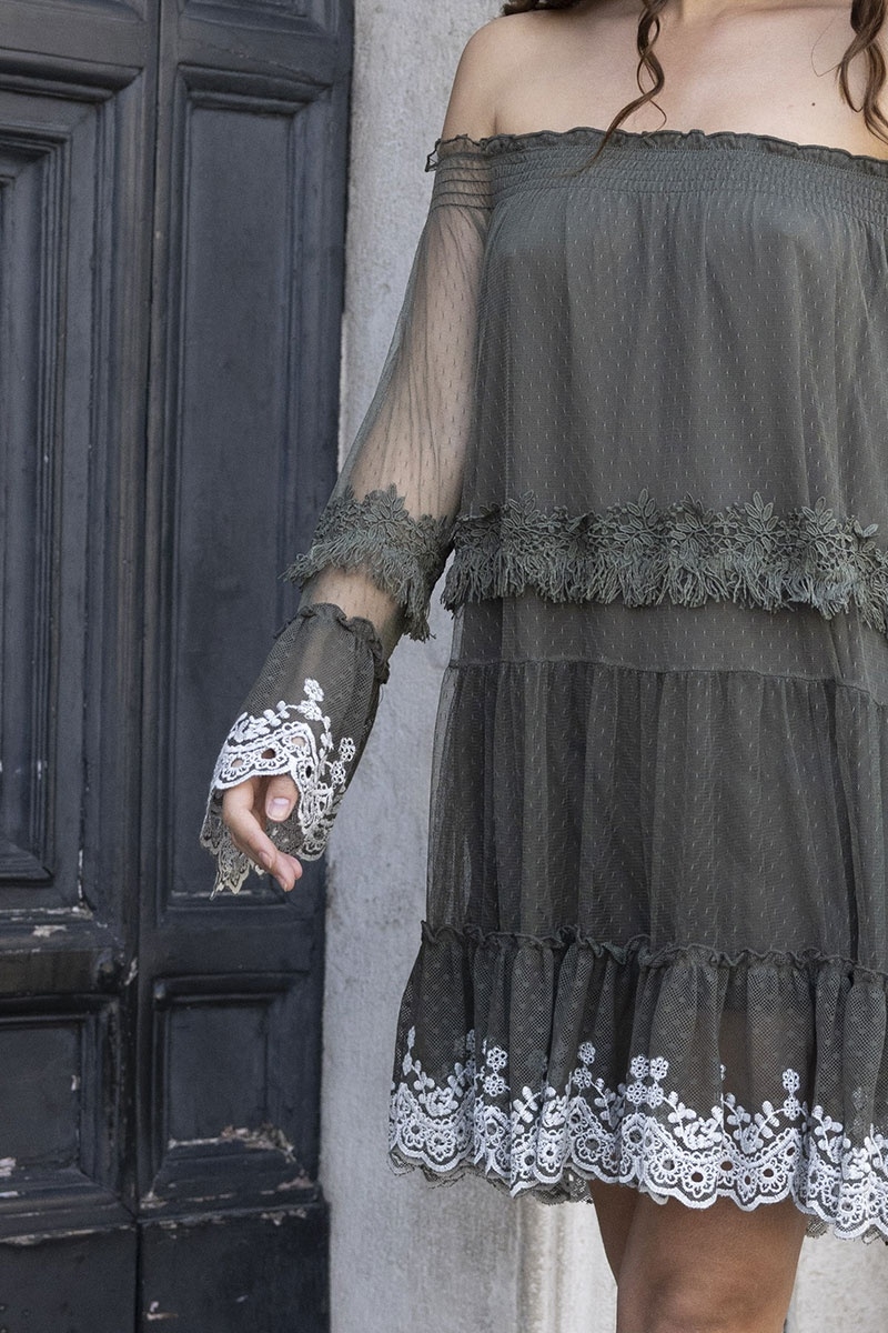 vestido corto bohemio chic manga larga ANGEL - Miss June