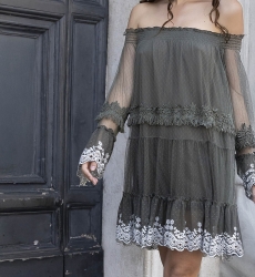 vestido corto bohemio chic manga larga ANGEL - Miss June