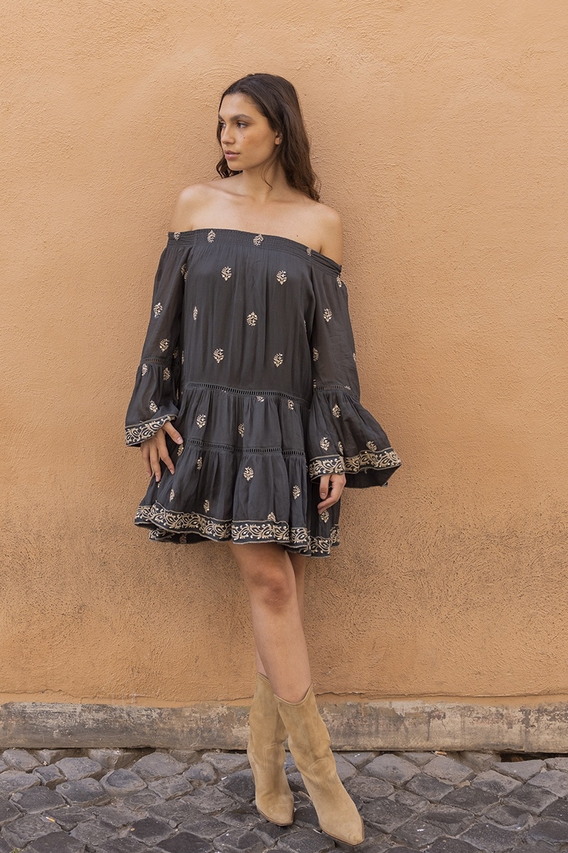 vestido corto bohemio manga larga SHINE - Miss June