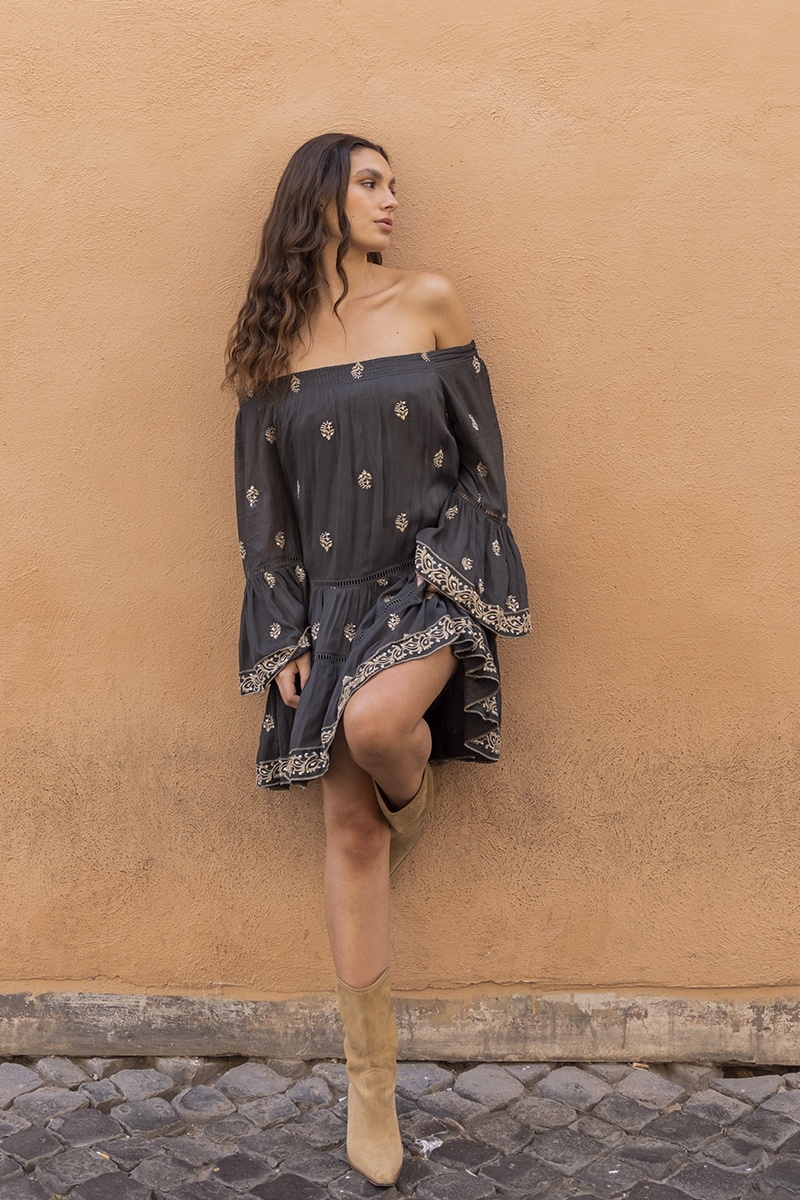 long sleeves bohemian short dress SHINE  - Miss June