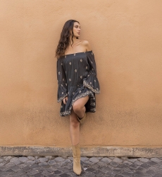 vestido corto bohemio manga larga SHINE - Miss June