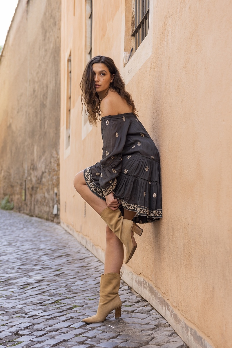 vestido corto bohemio manga larga SHINE - Miss June