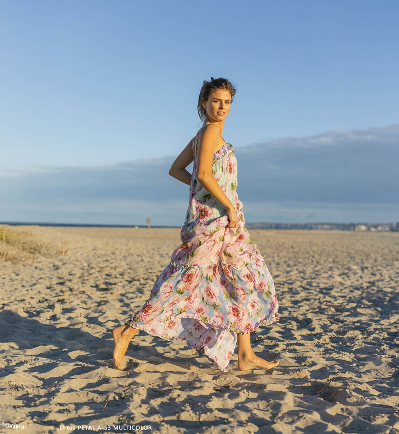 Vestido longo Petal – Floral – Sem mangas – Miss June Paris – 5