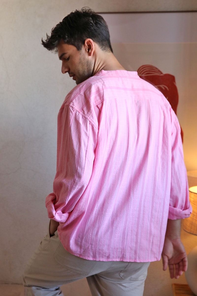 Shirt Jerico – pink with white embroidered details – long sleeves – Shay collection – Miss June Paris – 7