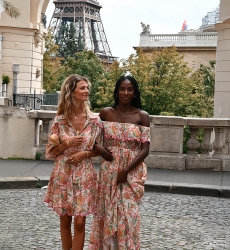 Vestido longo Karina - cores vivas - estampa floral - ombros à mostra - Miss June Paris - 4