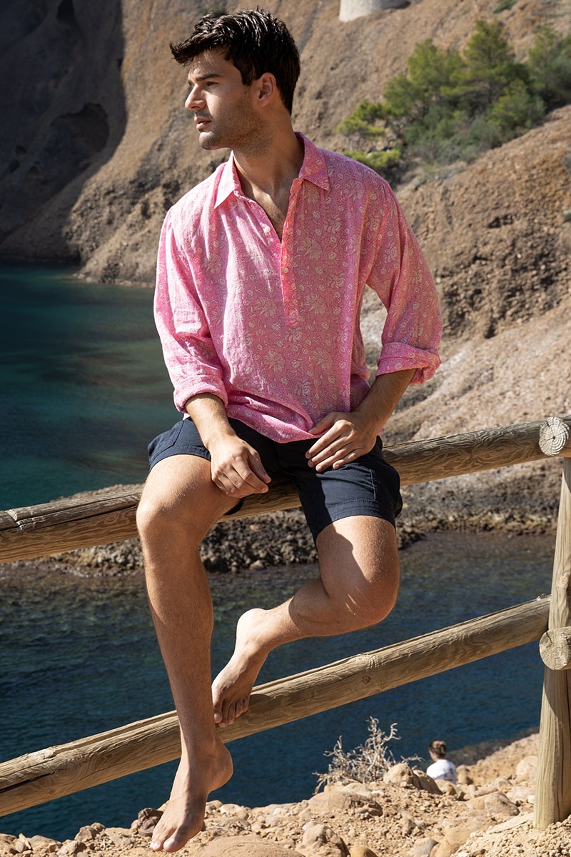 Camisa Florencia – rosa – estampa branca delicada – mangas compridas – tecido leve – coleção Shay – Miss June Paris – 1