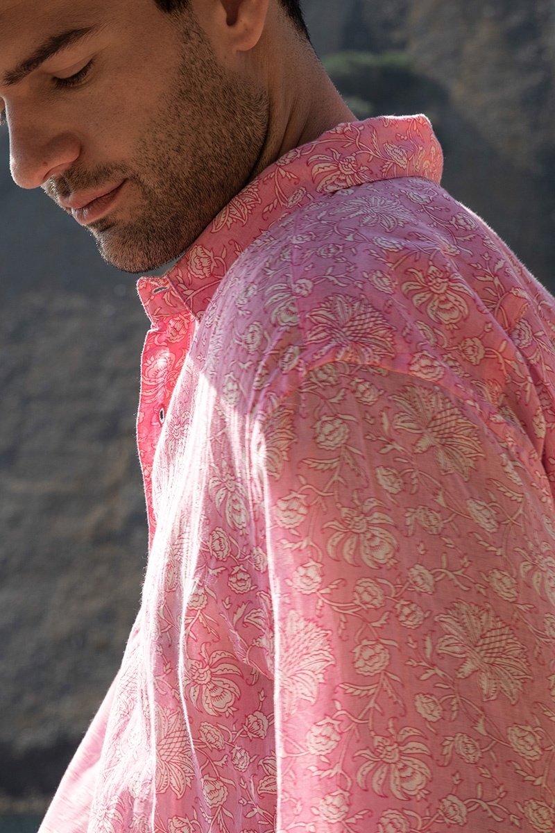 Shirt Florencia – pink – delicate white print – long sleeves – lightweight fabric – Shay collection – Miss June Paris – 2