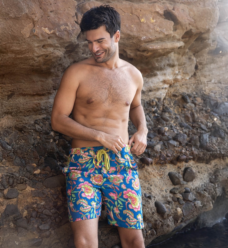 Shorts Salamina – blue – floral / multicolor print – lightweight fabric – Shay collection – Miss June Paris – 3