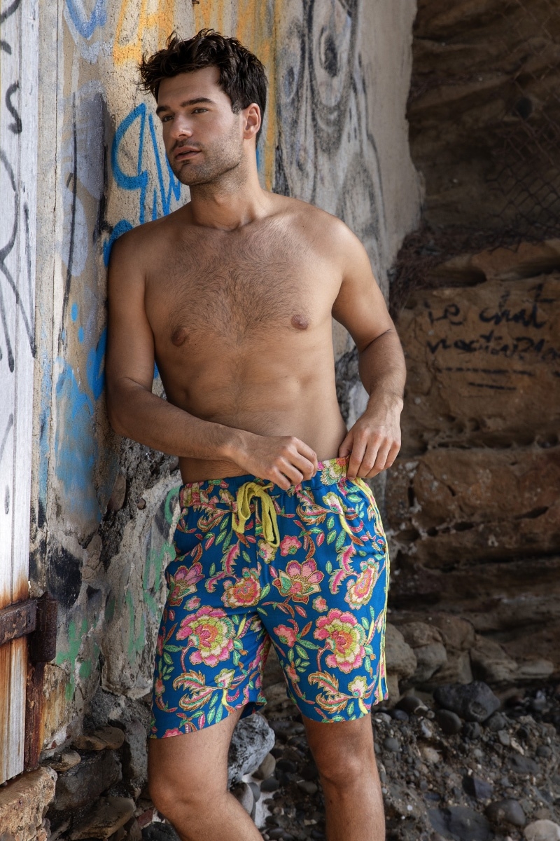Short Salamina – azul – estampado floral / multicolor – tejido ligero – colección Shay – Miss June Paris – 4